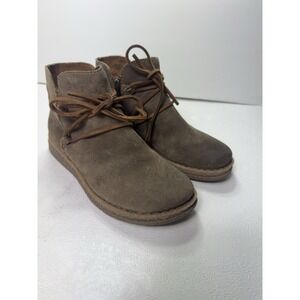 BORN Calyn Chukka Boot Size 7.5 MW Brown Full Grain Leather Side Zip Women Boots